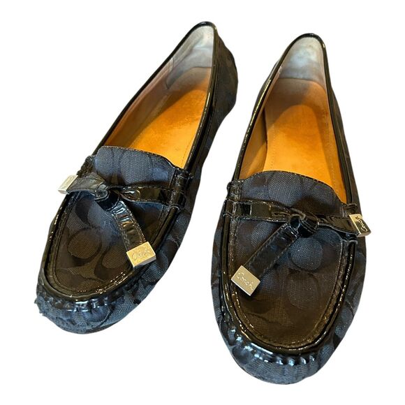 COACH Frida Black Signature Logo Print Canvas Loafer  - US 10B Black - Picture 1 of 6